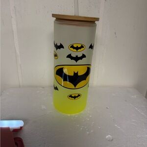 Batman Themed Yellow and Black Glass Tumbler